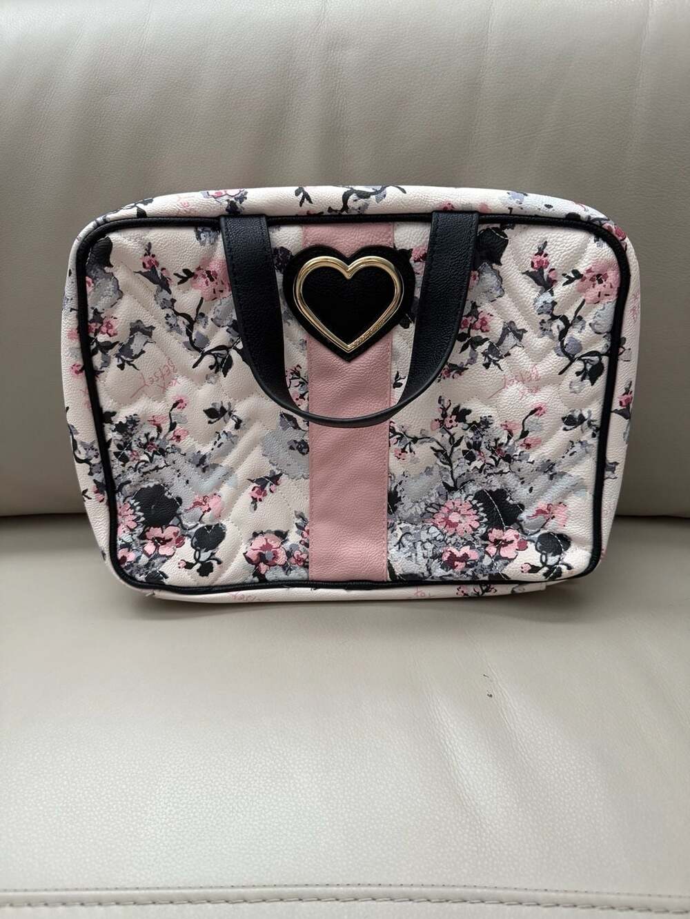 Betsey Johnson Pink Floral Quilted Travel Bag